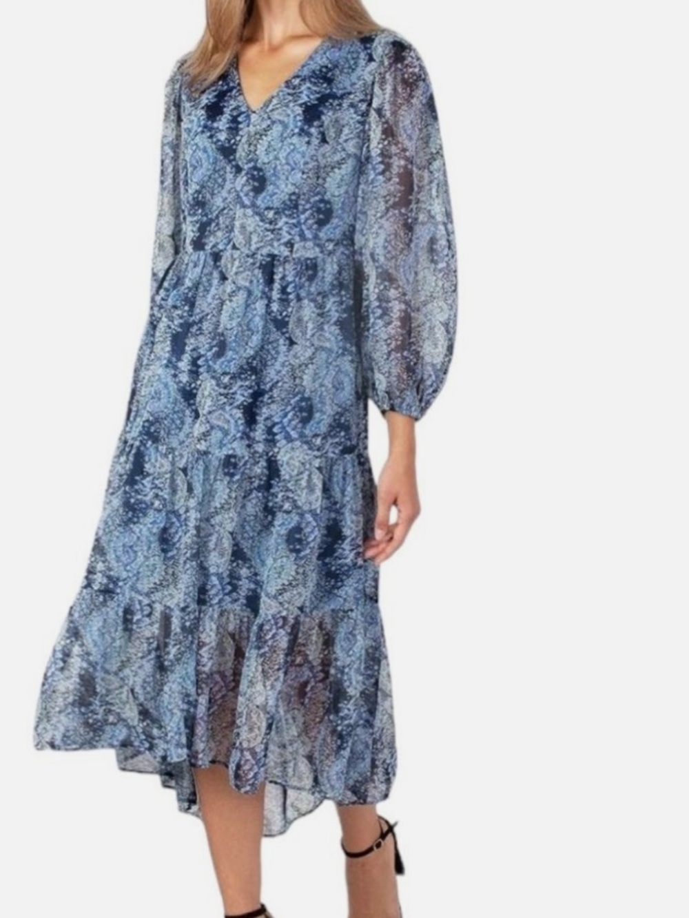Joie Blue and White Paisley Print Dress - Picture 1 of 10